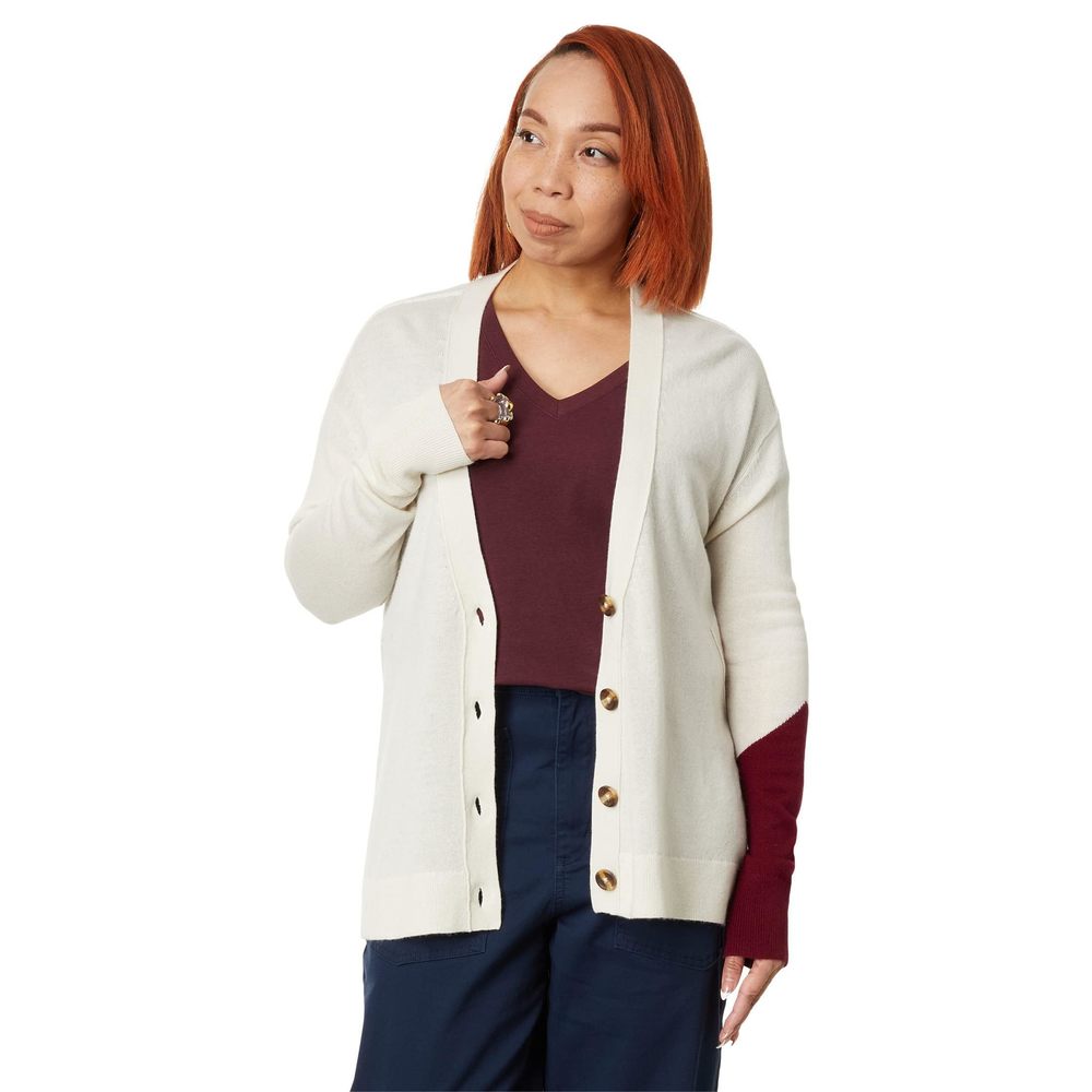 LABEL Go-to Cardi Putty/Burgundy XS